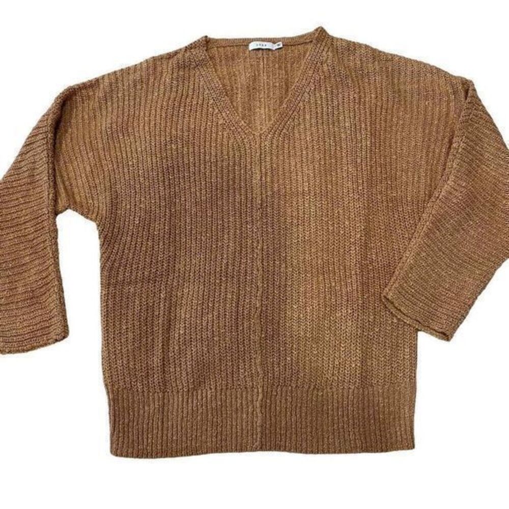 Lush Apricot V-Neck Sweater